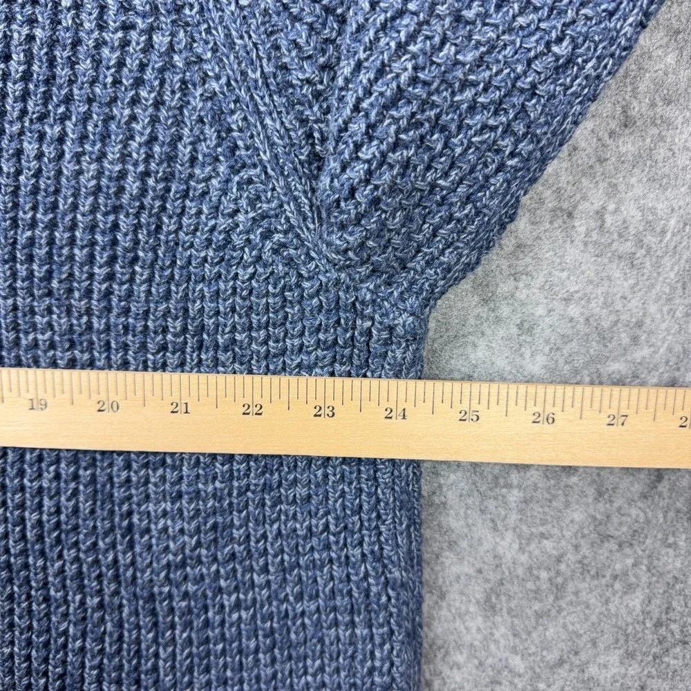 LL Bean Sweater Mens XL Indigo Blue‎ Organic Cotton Waffle Knit 1/4 Zip Mock NEW